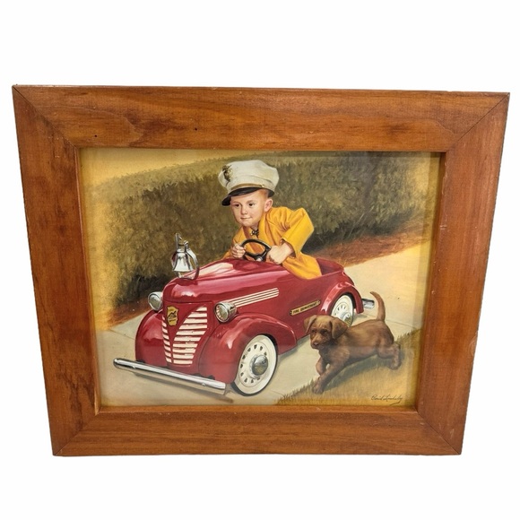 Other - 1937 Garton Ford Fire Chief Giclee Framed Print Wall Art by David Lindsley